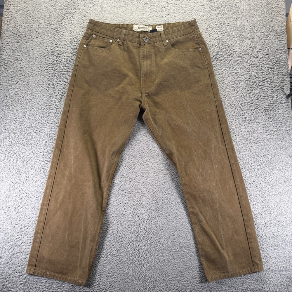 Vintage PJ Mark Jeans Mens 39x31 Brown‎ Cotton Straight Baggy Workwear Travel